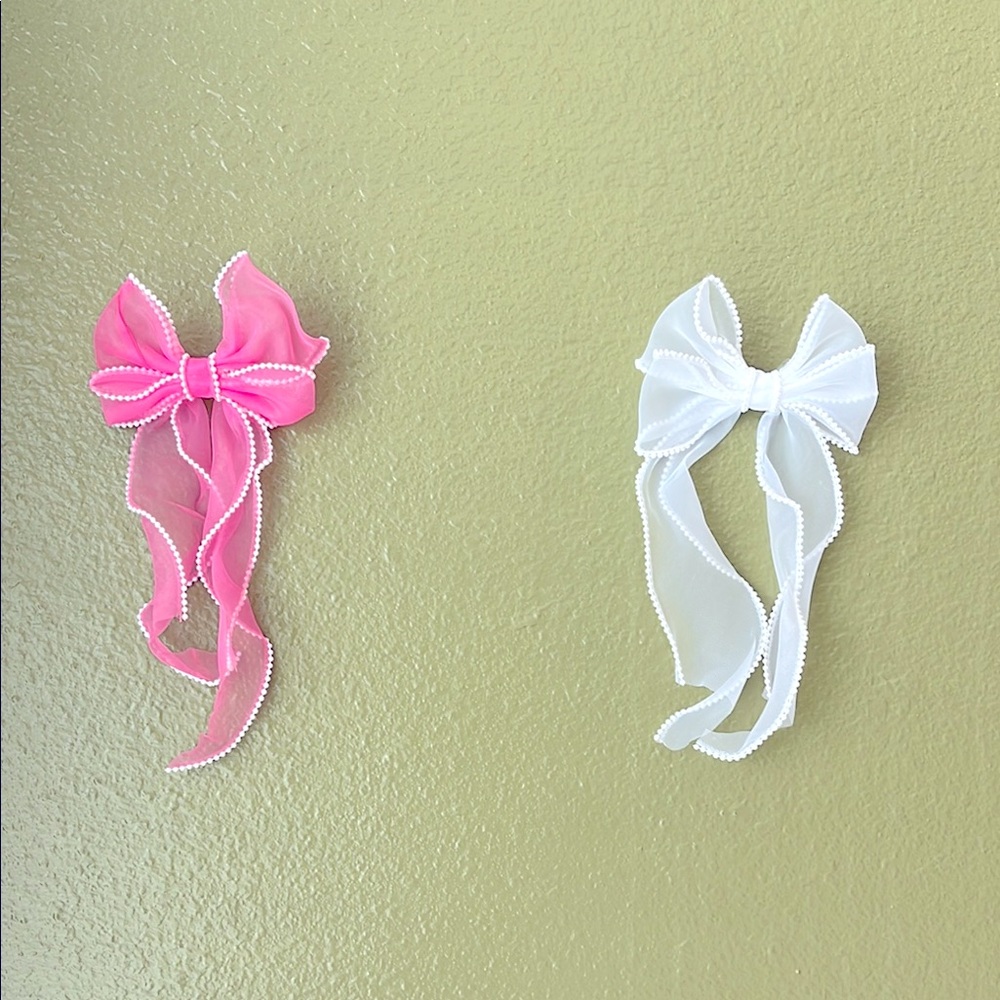 Elegant Pink and White Ribbon Hair Accessories